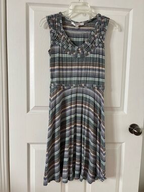 Studio M Navy, Cream & Beige Striped Top